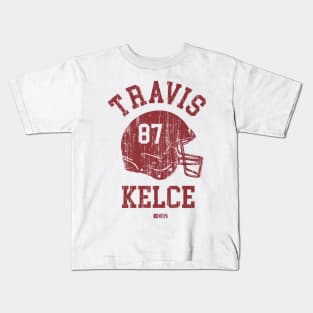 Travis Kelce Kansas City Helmet Font Kids T-Shirt